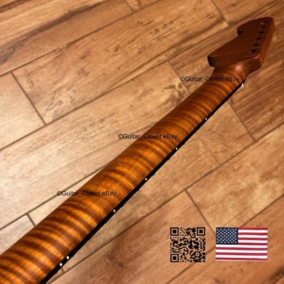 Roasted Flame Maple Rosewood Strat Neck Fits Warmoth Stratocaster Body SR2K