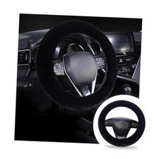 Ziciner Fuzzy Steering Wheel Cover, 15 inch Soft Wool Fur Steering Wheel Black