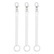 3pcs Retractable Coil Springs Keychain with Plastic Lobster Clasp Keyring White