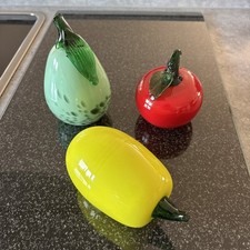 Murano Glas Style Obst aus Glas (Zitrone? Apfel, Birne) 3 St. Vintage
