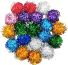 40 Pcs 2 Inch Assorted Color Flash Ball Cat'S Favorite Toy Ball Tinsel Pom Poms