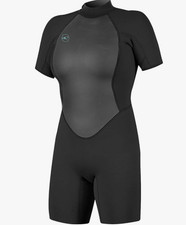 O'Neill Women s Reactor-Back Zip Short Sleeve Spring Wetsuit-Sz14-Black