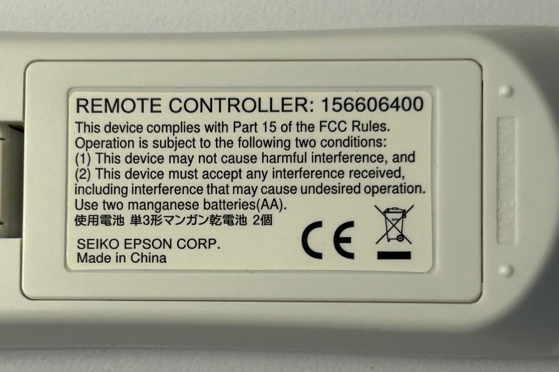 NEW EPSON 156606400 REMOTE CONTROL POWERLITE 1940W 1945W 1950 1955 1960