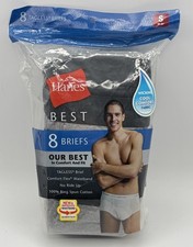 Hanes S Best Men  s Briefs 8 Pack Tagless Cool Comfort Black / Gray New Sealed