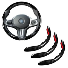 Car Steering Wheel Cover Set Bright Carbon Fiber Wrap Non-Slip 3pcs... Fast Ship