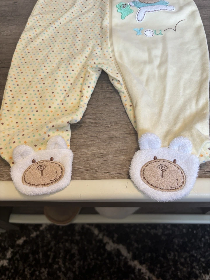 Oso amarillo recién nacido vintage retro de los años 2000 Y2K nuevo con etiquetas 6-9 meses Foto 3 de 4