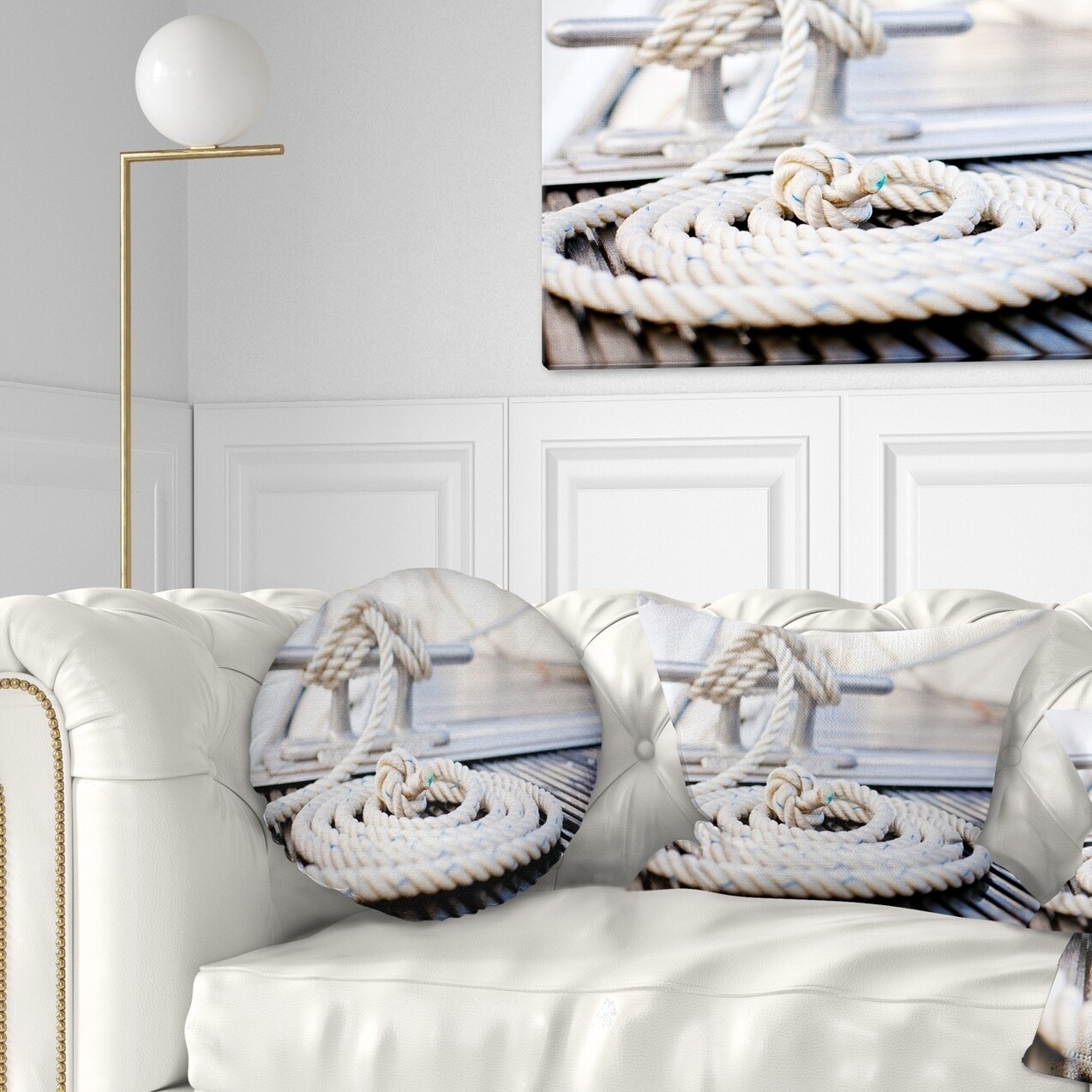 Designart 'White Nautical Mooring Rope' Modern Landscape