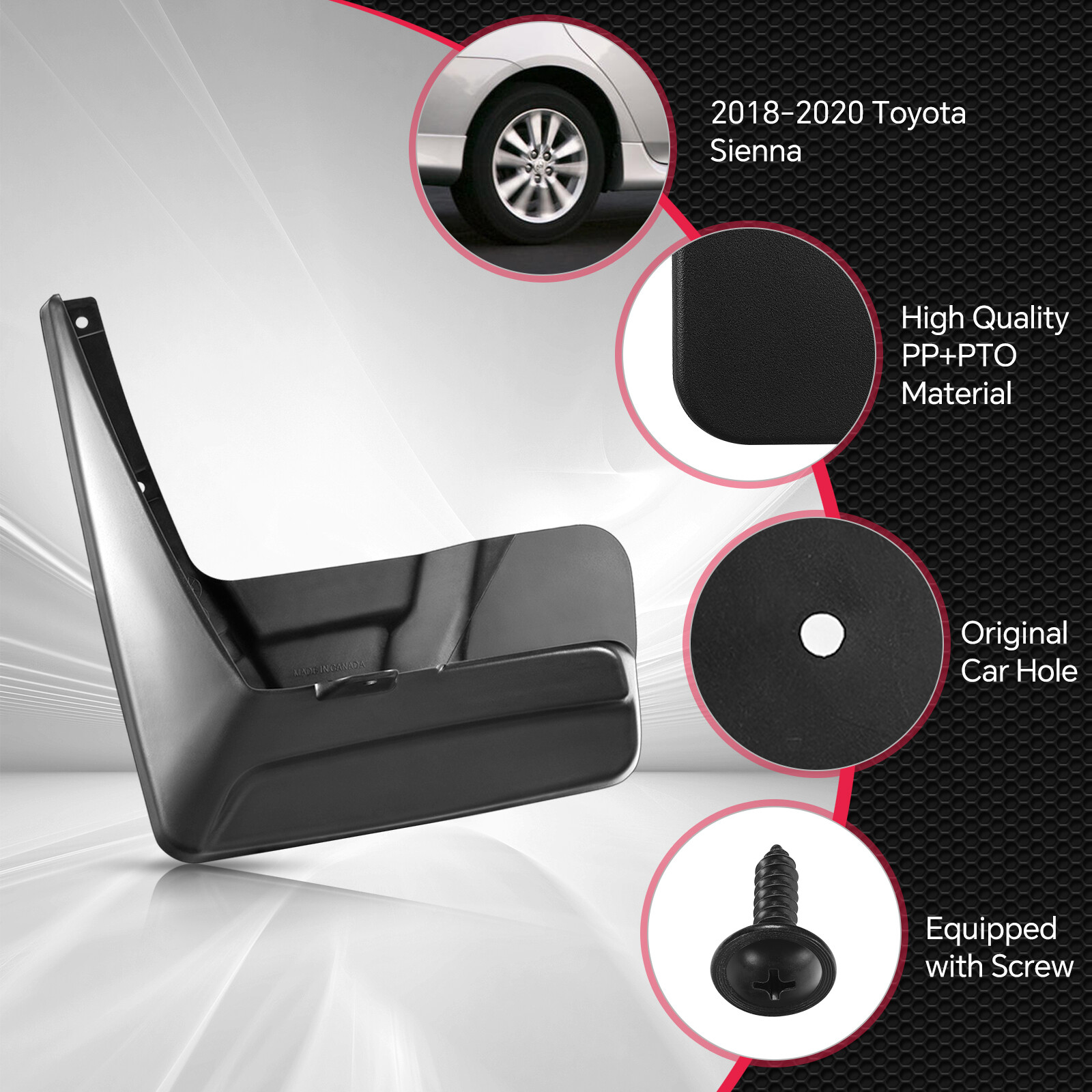 Mud Guards w/Hardware Accessories For Toyota Sienna 2018-2020 Mini Passenger Van thumbnail 3