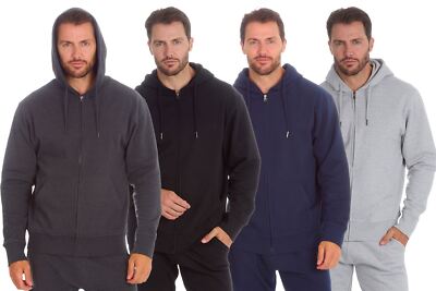 Herren Zip Kapuzenjacke angerautes Fleece gefüttert Cotton Rich Full Zipper Hoodie
