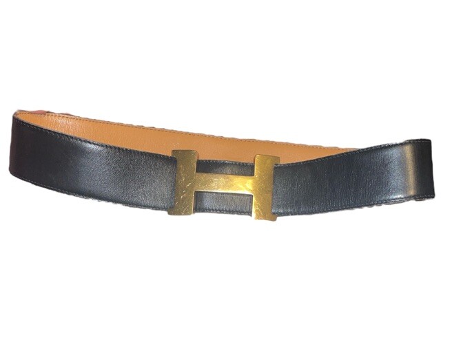 HERMES Hベルト 65 ゴールドバックル HERMES Vintage Belt 1974' Women's XS 65 Leather Gold Plated