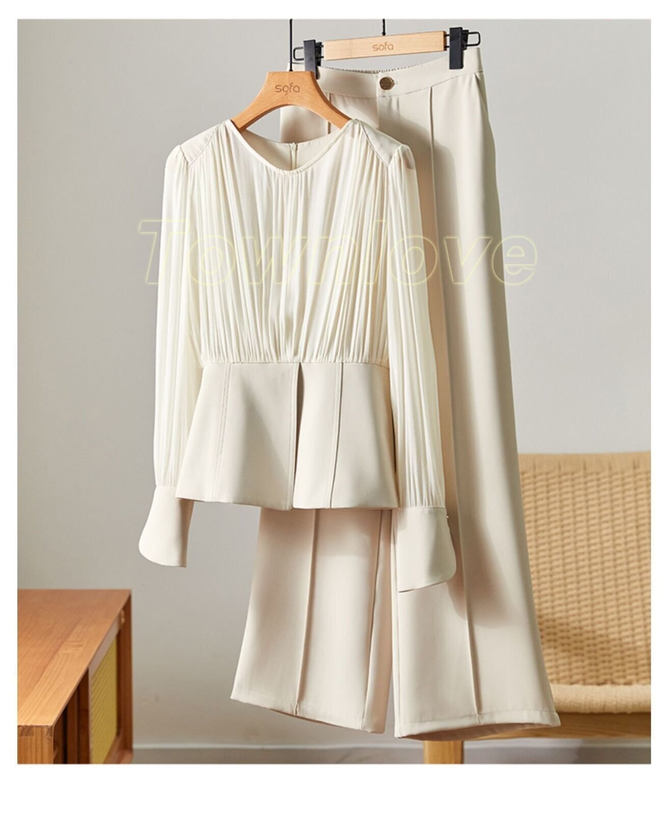 Summer Suits Casual Sleeveless Midriff-baring Top And Wide Leg Pants 2pcs Set Womens Clothing