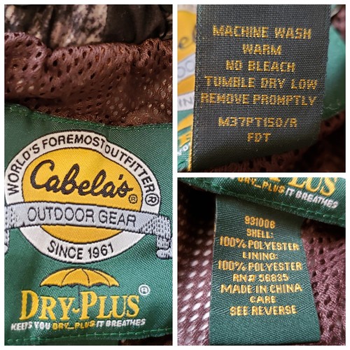 Cabelas Pants Men XL Green Brown Camo Outdoor Hunting Lined Warm Dry Leg Zip Dad - Picture 23 of 24