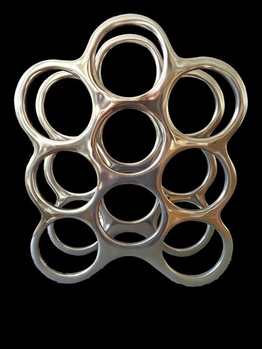 Botella de Vino X 9 Estante Aluminio Pulido de Pie Countertop Artesanal - Imagen 5 de 6