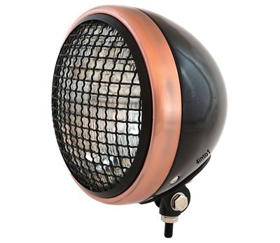 7'' Bottom Mount Motorcycle H4 Halogen Headlight w/ Grill - Black Bronze - Clear