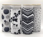 Neoprene Slim Can Cooler Sleeve Coozies- 12 OZ Drinks (4 Pack White & Black)