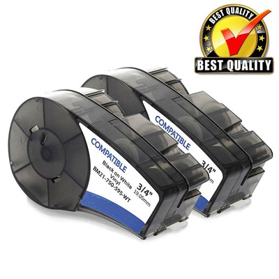 2X Compatible for Brady M21-750-595-WT 3/4'' Vinyl Label Cartridge Black/White