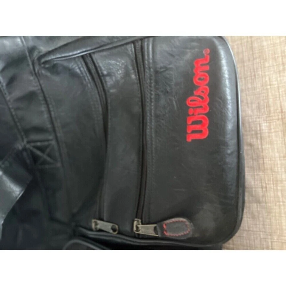 Bolso de Lona Wilson Vintage Cuero Negro Gimnasio Viaje Equipaje de Mano Negro Foto 3 de 4