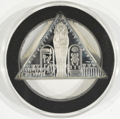 2008 Isle of Man Pyramid Shaped Silver 1 Crown Tutankhamun Sarcophagus