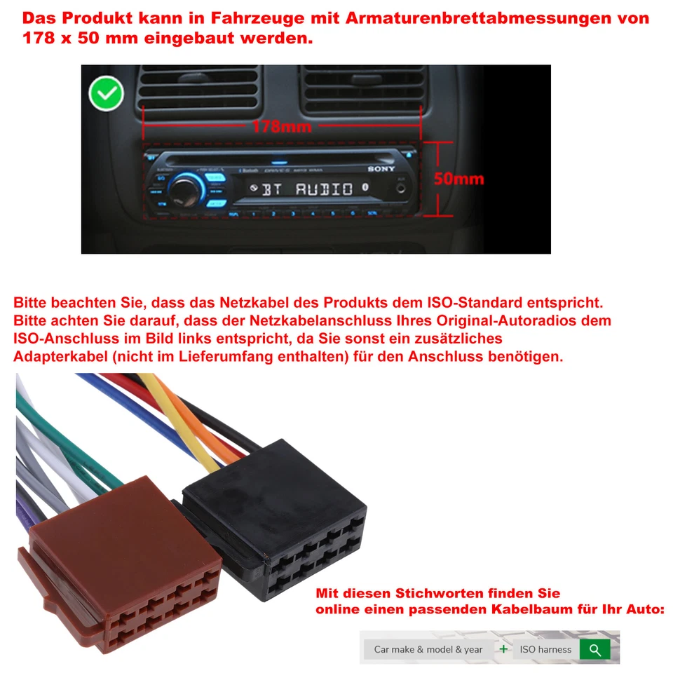 Autoradio 6.86" 1 DIN Mit Android 14 2+32G Carplay GPS Navi RDS Bluetooth WIFI - Bild 3 von 4