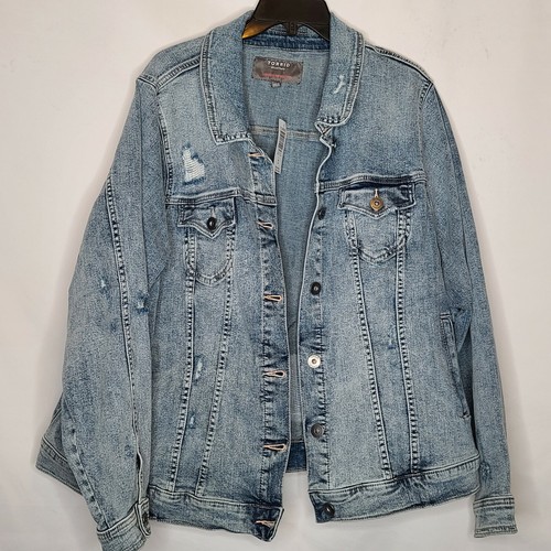 4X 26W Torrid Destructed Denim Jeansjacke Light Wash Trucker Distressed Boho - Bild 2 von 12