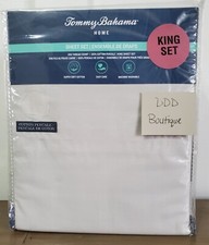 NEW Tommy Bahama Home KING Sheet Set Cotton Percale Solid GRAY GREY 4 pc SET