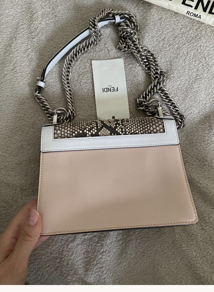 Authentic Fendi Kan I shoulder bag Baby Pink Python Skin Rrp £2300 New With Tags image 10