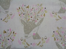 Handmade cotton crib sheet white Gray/Gold/ Pink/Deer/Antlers