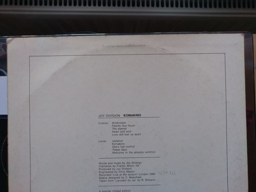 Joy Division Komackino Italy 1981 Small Ring 1st Press Reverse Labels Rare Copy - Picture 8 of 17