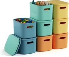 Colorful Storage Boxes with Lids for Shelves, Classroom Storage Boxes
