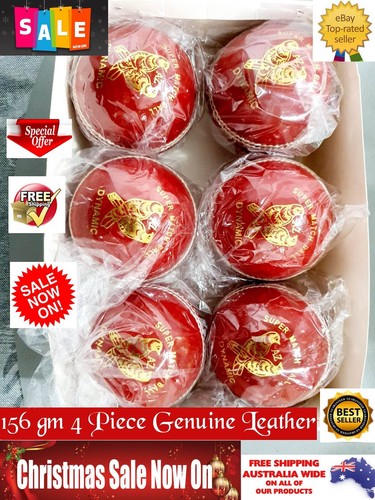 6 x Balls HIGH Quality LEATHER 4-Piece 156 gm Turf RED Bat FRIENDLY Cricket Ball - Picture 13 of 24