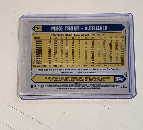 Mike Trout 35th Anniversary Refractor 2022 Topps Chrome Baseball #87BC-1 ANGELS - Picture 2 of 2