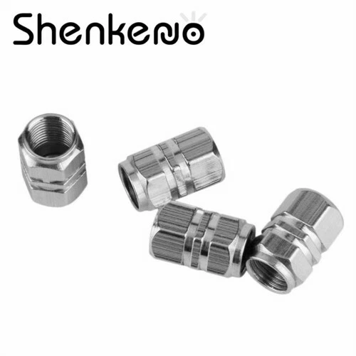 4 Silver Hex Aluminum Wheel Tire Pressure Air Stem Valve Caps for Auto-Car-Truck - Image 4 of 4