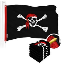 G128 5 Pack: Pirate Jolly Roger Red Head Scarf Flag 16x24 In Embr 300D Polyester