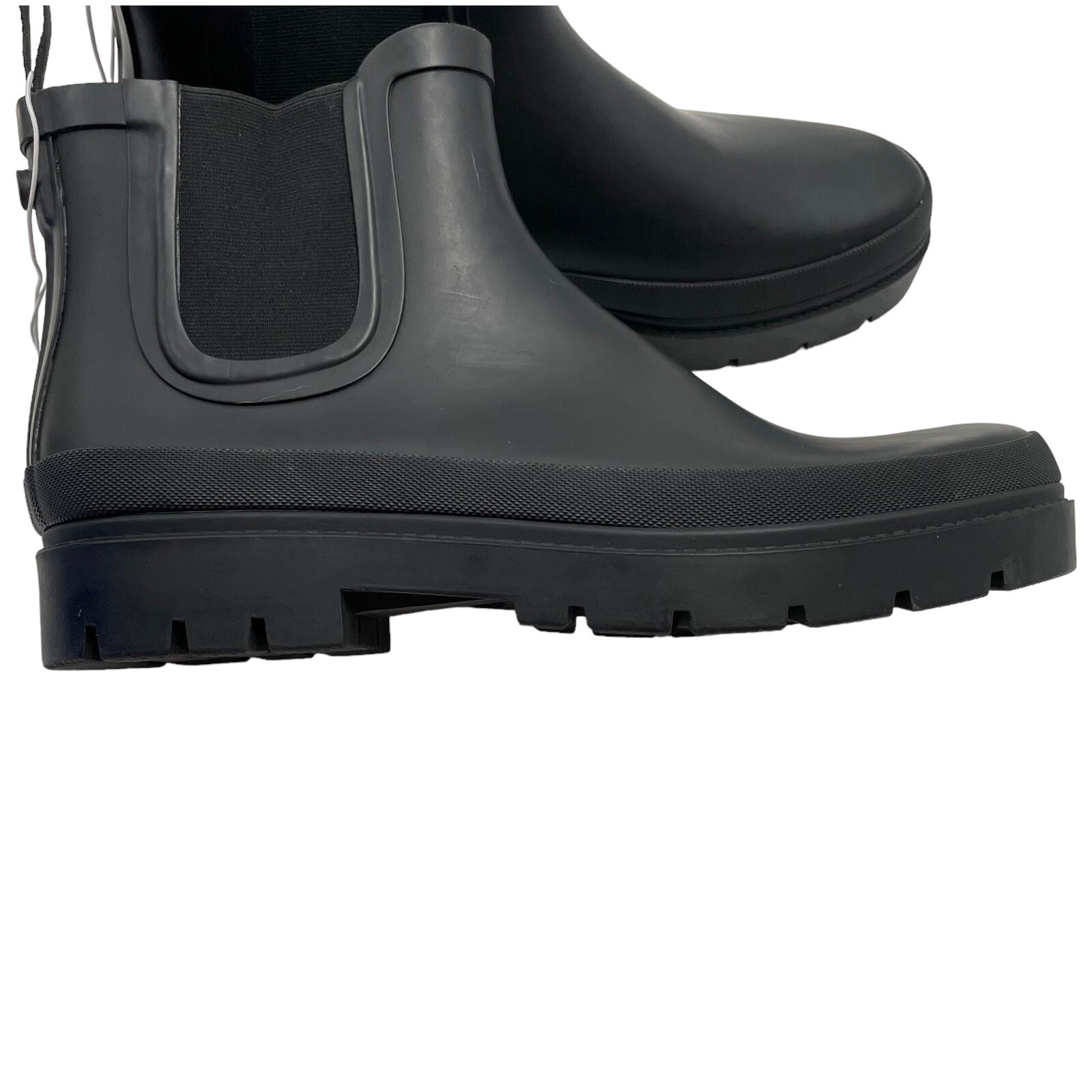 Rain Boot Kaden Rubber Double Gore Boots Block Heel Universal Thread Black US 10
