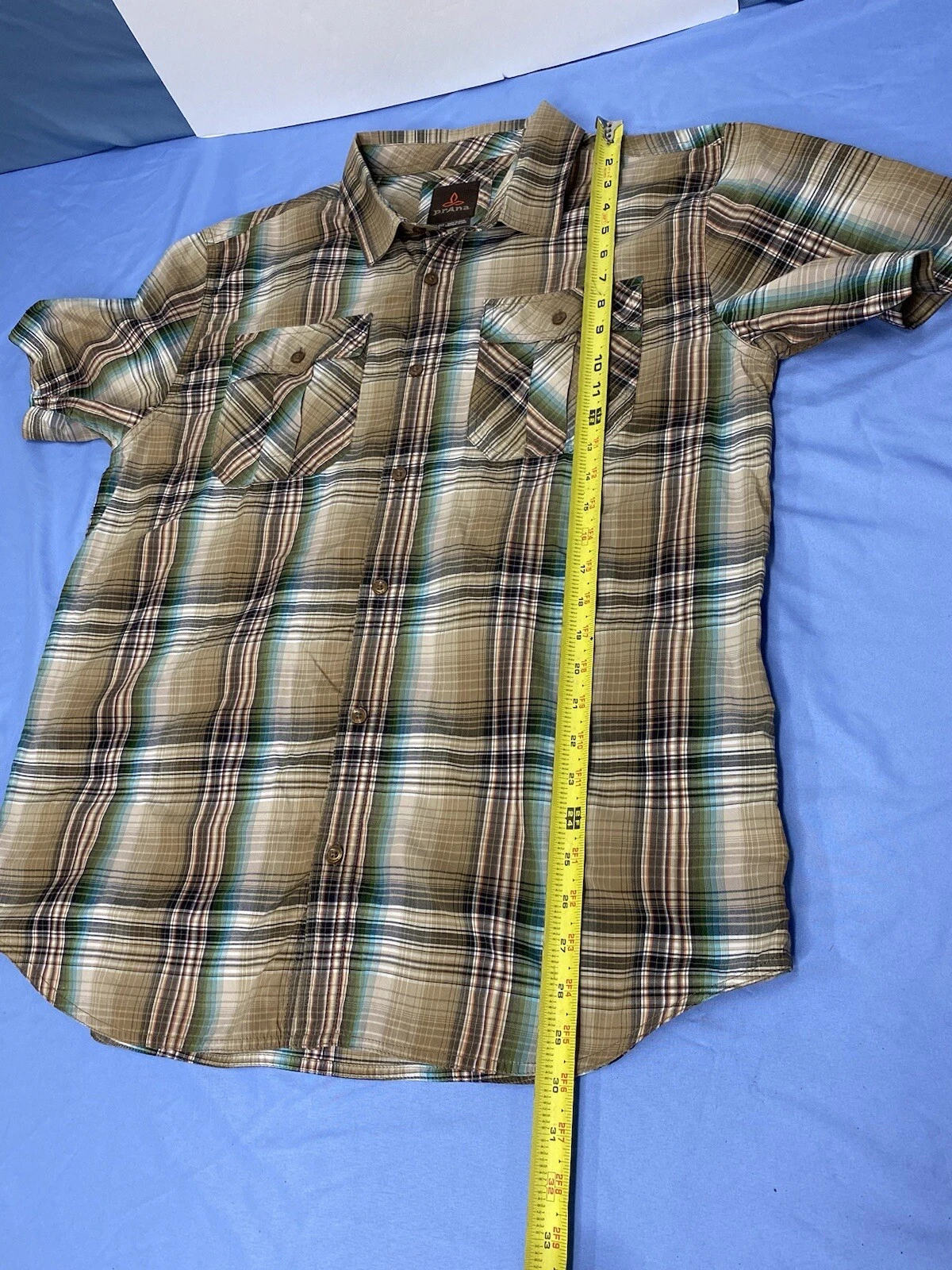 prana plaid button up short sleeve shirt