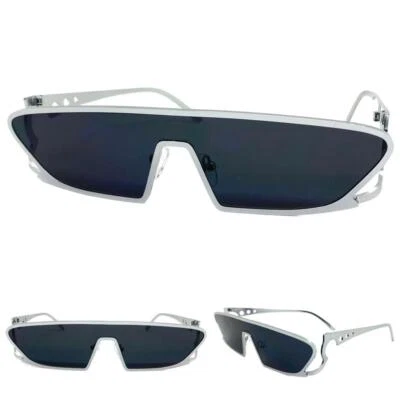 Lunettes De Soleil Futuristes Pour DJ De Rave Avec Cadre Argenté Élégant - Photo 1/4