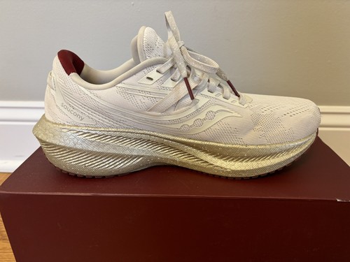 Saucony Triumph 20 Size 10 Women's Running Shoes Sneakers Wine Brie Gold White - Picture 7 of 13