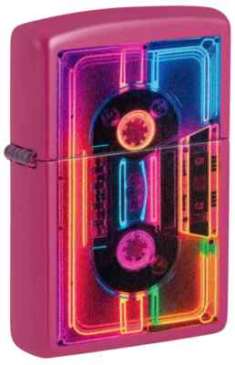 Zippo 46693, Neon Cassette Tape Design, Pink Frequency Finish