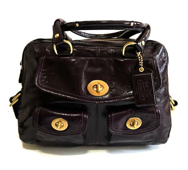 NEW Coach Ltd Ed PEYTON Patent Purple Leather Legacy LG Tote
