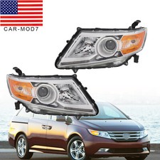 For 2011-2017 Honda Odyssey Halogen Chrome Housing Amber Corner Headlights Pair