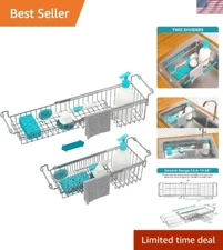 Expandable Kitchen Sink Caddy Organizer 14.5" to 22" – Durable Stainless Steel