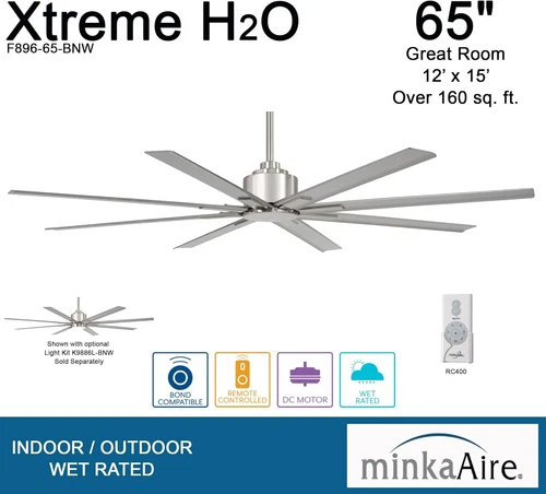 Xtreme H2O 65" Outdoor Ceiling Fan with DC Motor - Silver Brushed Nickel Finish - Picture 4 of 9