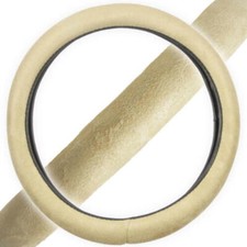 Tan Memory Foam Leather Grip Steering Wheel Cover Protector Skin Wrap Universal