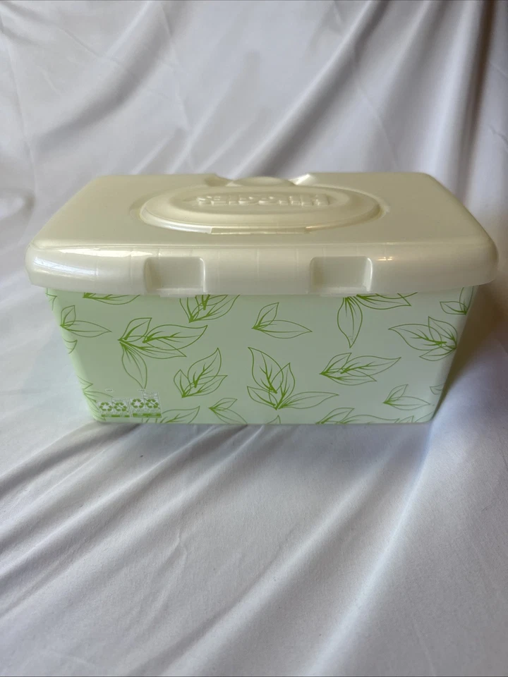 Caja de toallitas para bebé Huggies contenedor diseño hoja verde tapa dispensadora de plástico Foto 3 de 4