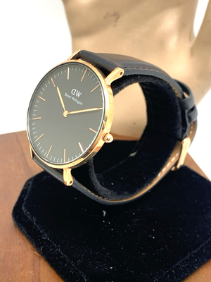 Daniel Wellington 時計 Daniel Wellington Women's Watch DW00100139 Rose Gold Black Leather