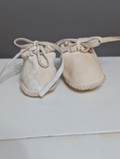 VTG White Leather Moccasin Baby Crib Shoes Sz 1 Infant Walker 0  3 Months Laces