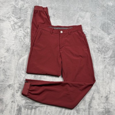 Primo Mens Golf Pants Size 28 Burgundy Red Performance Jogger Pants Stretch