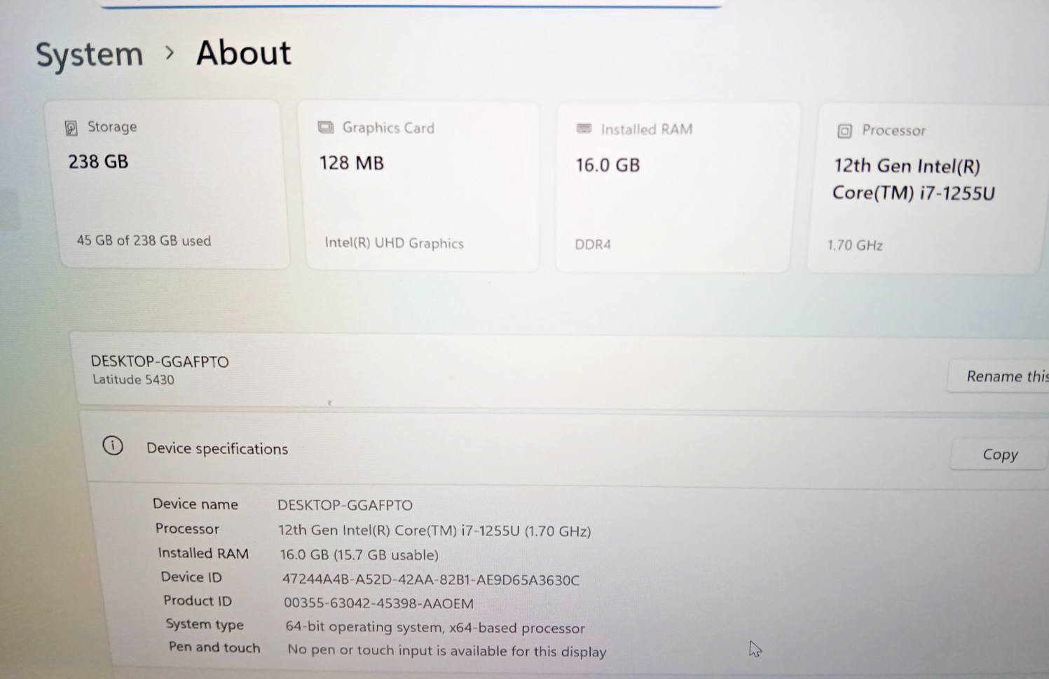 dell latitude 5430, 14-Inch Laptop, with i7-1255u, Windows 11 Pro