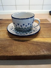 Tasse mit Untertasse Boleslawiec Bunzlauer Keramik