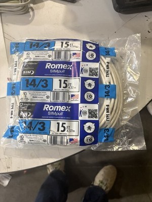 Southwire 15FT 14/3 Solid Romex SIMpull CU NM-B W/G Indoor Wire